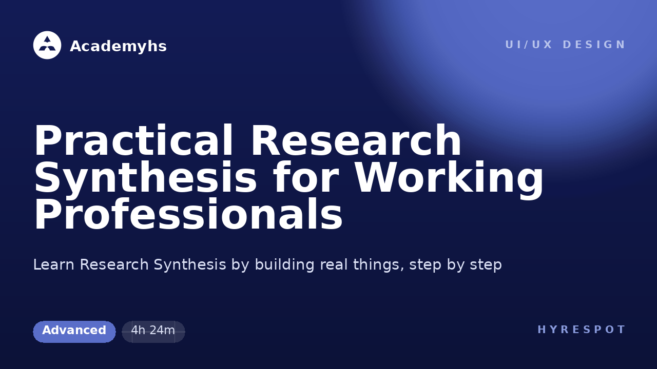 Practical Research Synthesis for Working Professionals