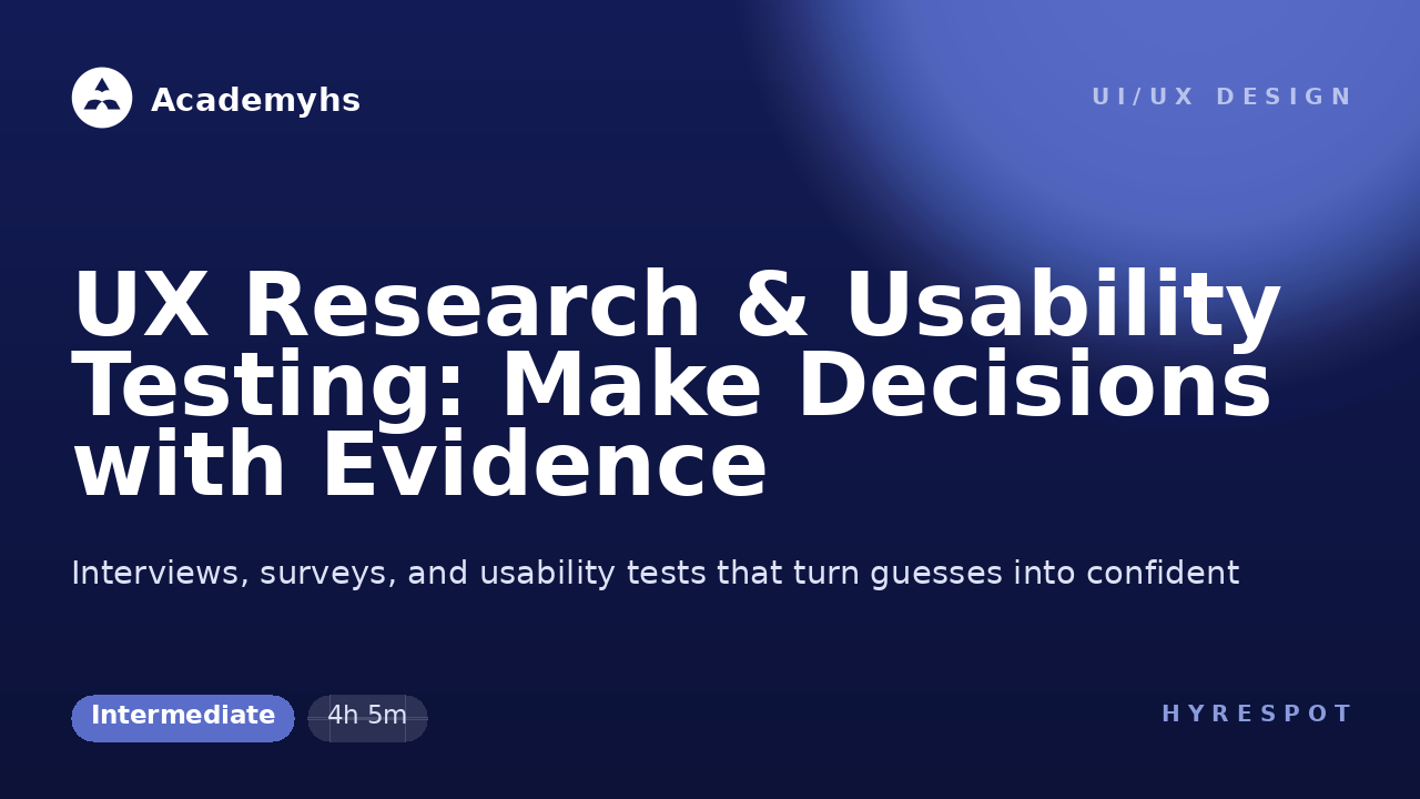 UX Research & Usability Testing: Make Decisions with Evidence